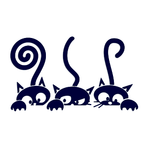 Samolepka na auto s třemi kočkami - černá, bílá Barva: černá (na světlé auto)