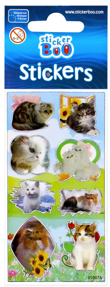 Samolepky s kočkami a květinami