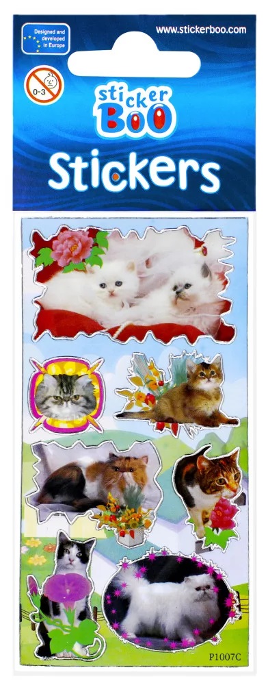 Samolepky s koťátky a květinami