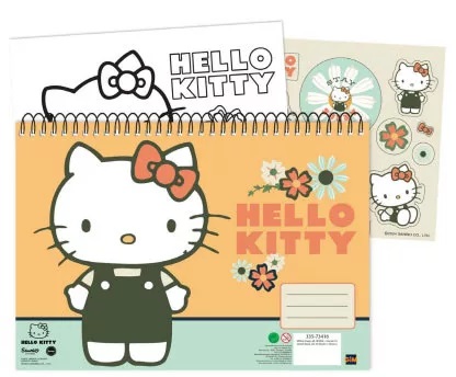 Skicák se samolepkami s kočičkou Hello Kitty