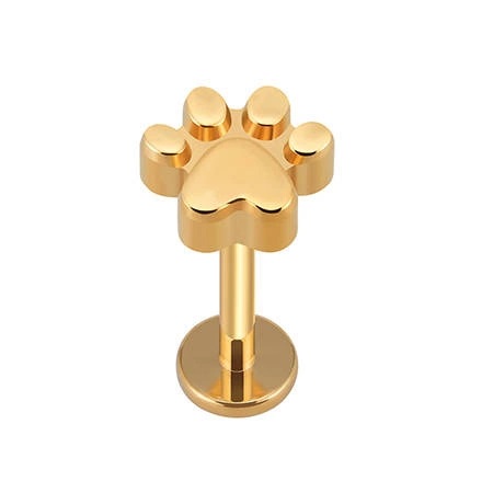 Piercing kočičí tlapka - stříbrná, zlatá - chirurgická ocel Barva: zlatá
