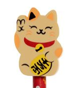 Tužka s gumou s kočkou - Maneki Neko Barva: žlutá