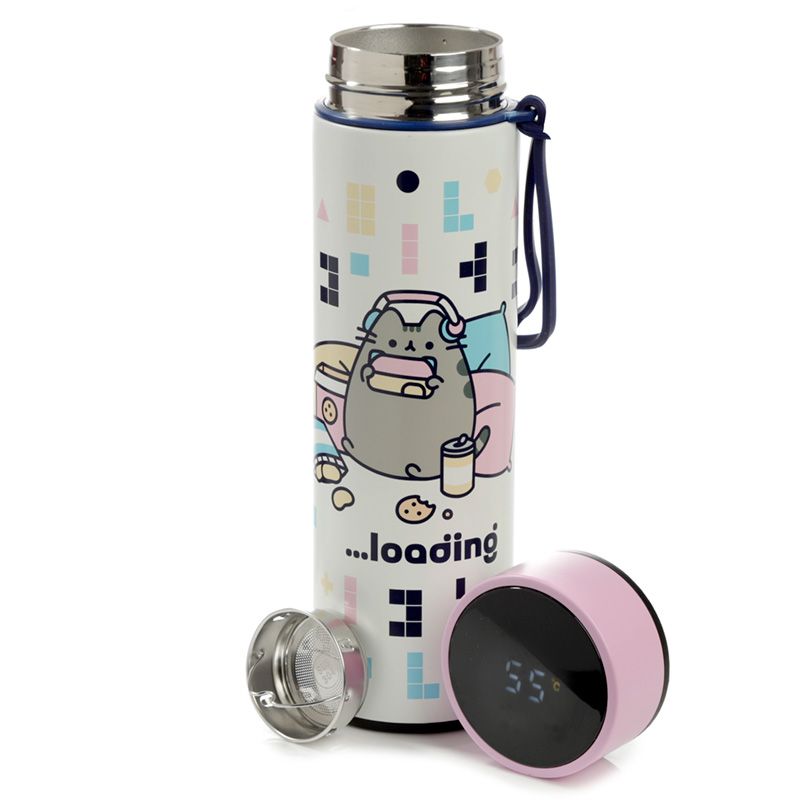 Termoláhev s digitálním teploměrem s kočkou Pusheen