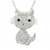 přívěsek náhrdelník řetízek kočka s kočkou kočičí s kočkami zirkony chirurgická ocel 2