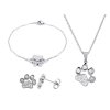 náramek náhrdelník náušnice set kočka s kočkou kočičí tlapka zirkony chirurgická ocel