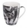 hrnek porcelán kočka s kočkou kočičí kotě černo bílá mourovaté kotě