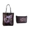 sada kabelka kosmetická taška kočka s kočkou kočičí s kočkami černá