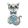 brož mozaika kočka s kočkou kočičí s kočkami krystaly modrá