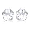 náušnice pecky kočka s kočkou kočičí tlapka packa chirurgická ocel stříbrné 2