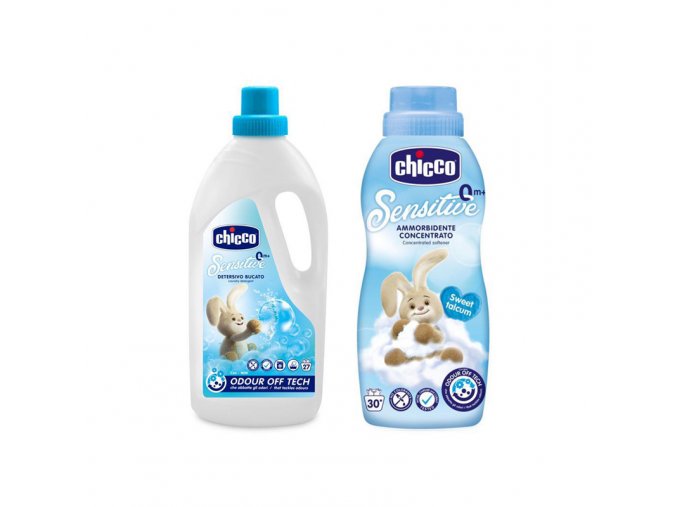 CHICCO Prostriedok prací detský Sensitive 1,5 l + Aviváž konc. Sladký Púder 750 ml