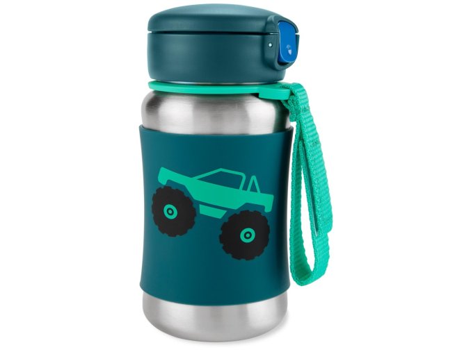 SKIP HOP Spark Style Fľaša so slamkou na vodu nerez Monster Truck 12m+