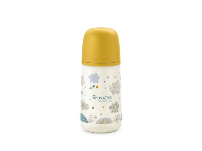 SUAVINEX Dojčenská fľaša DREAMS anatomická 270ml 3m+ Žltá
