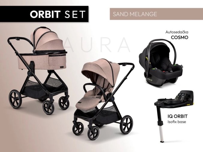 MOON Kombinovaný kočík AURA - Sand Melange