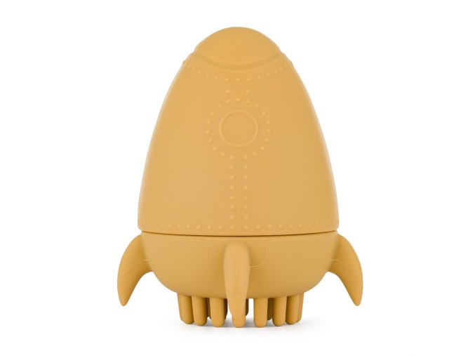 PETITE&MARS Silikónová hračka do vody s kefkou Splashy Rocket - Ochre