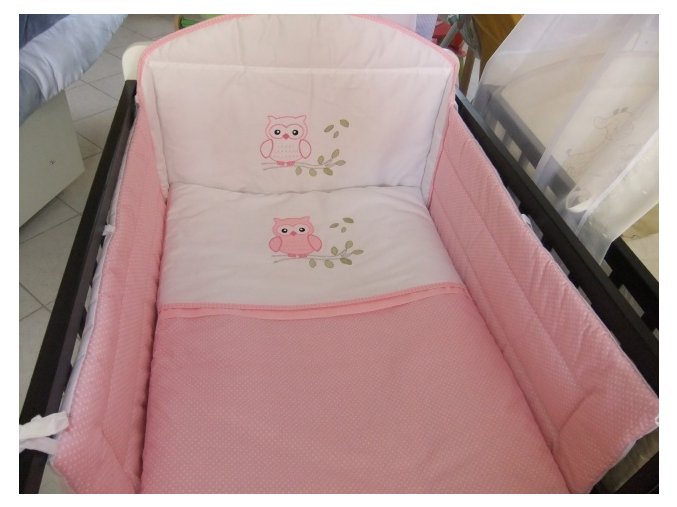 Szeko súprava posteľnej bielizne Sovička LULU, ružová s bodkami