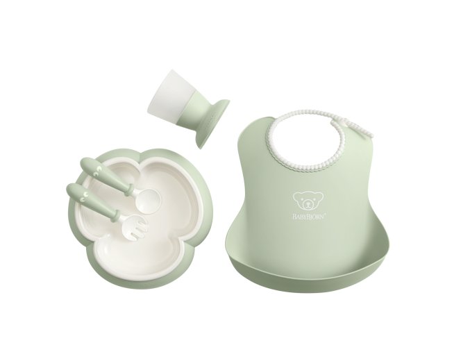 Babybjorn Detský jedálenský set 5 dielny - Powder green