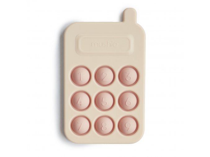Mushie Silikónová hračka Pop-it Phone - Blush