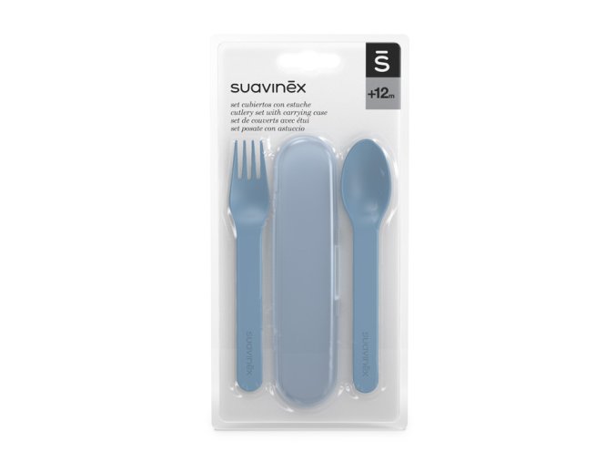 Suavinex Sada príborov s obalom GO Natural - Modrá