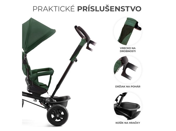 Kinderkraft Detská Trojkolka Aveo - Malachite Grey