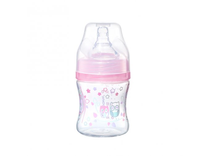 BABYONO Fľaša antikoliková Klasik ružová 120 ml 0m+