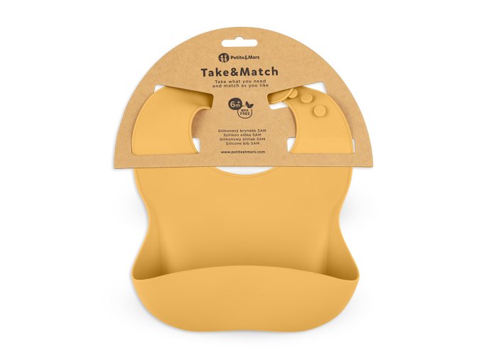 PETITE&MARS Podbradník silikónový Take&Match Intense Ochre 6m+