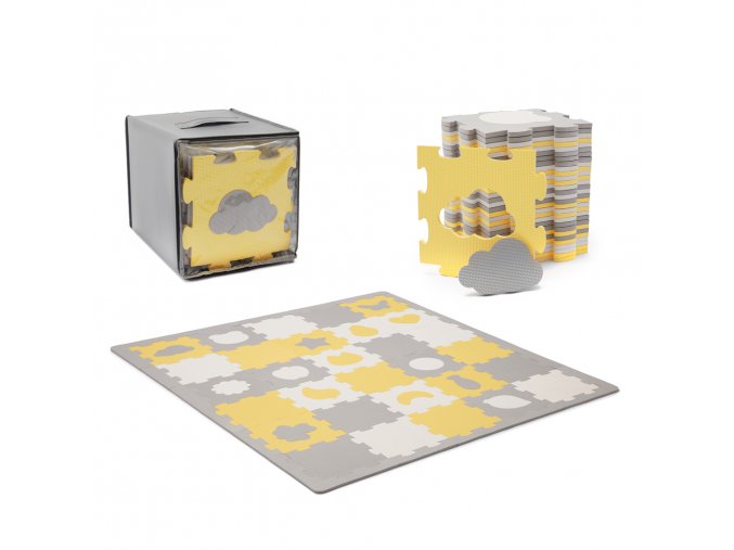 KINDERKRAFT Podložka penová puzzle Luno Shapes 185 x 165 cm Yellow, 30ks, Premium