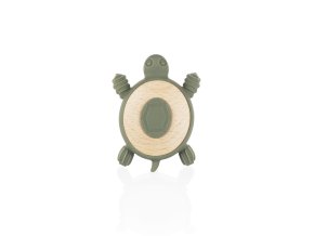 Zopa Silikónové drevené hryzátko Turtle - Forest Green