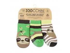 Zoocchini Protišmykové ponožky Set 3ks - Leňochod