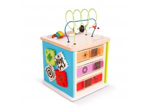 Baby Einstein Hračka drevená aktívna kocka Innovation Station HAPE 12m+