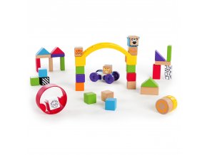 Baby Einstein Hračka drevená stavebnica Curious Creations Kit HAPE 12m+