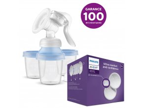 Philips AVENT Odsávačka mat. mlieka manuálna s VIA systémom + Vložky do podprsenky jednorazové 60 ks