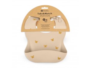 PETITE&MARS Podbradník silikónový Take&Match Sand Butterflies 6m+