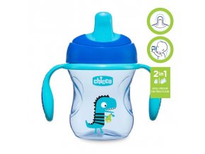 CHICCO Hrnček Training s držadlami 200 ml modrý 6m+