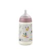 Suavinex Dojčenská fľaša WALK fyziologická M silikón 270ml - Ružová