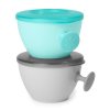 SKIP HOP Misky s vrchnákom a držiakom Easy Grab Grey,Teal 2 x 240 ml, 3m+