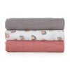 PETITE&MARS Sada plienok bambusová mušelínová 3ks Moussy - Rose rainbow
