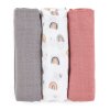 PETITE&MARS Sada plienok bambusová mušelínová 3ks Moussy - Rose rainbow