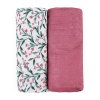 PETITE&MARS Prikrývka bambusová mušelínová 2ks Misty - Pink Meadow