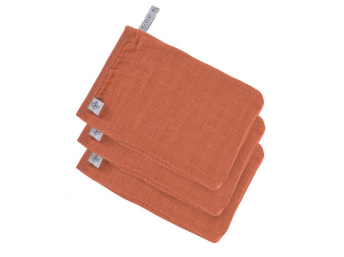 Muslin Wash Glove Set 3 pcs rust