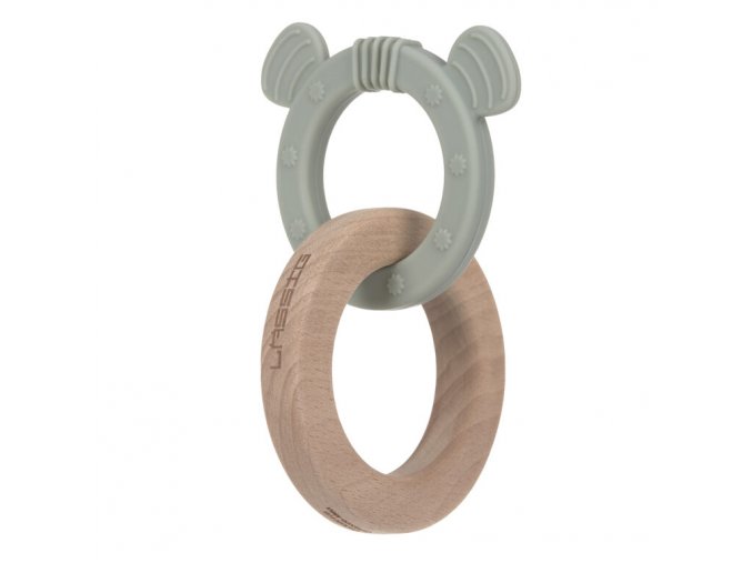 Teether Ring 2in1 Wood/Silikone Little Chums cat