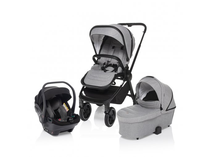 SET Športový kočík Move Cross + korba XL + autosedačka, Silver Grey/Black