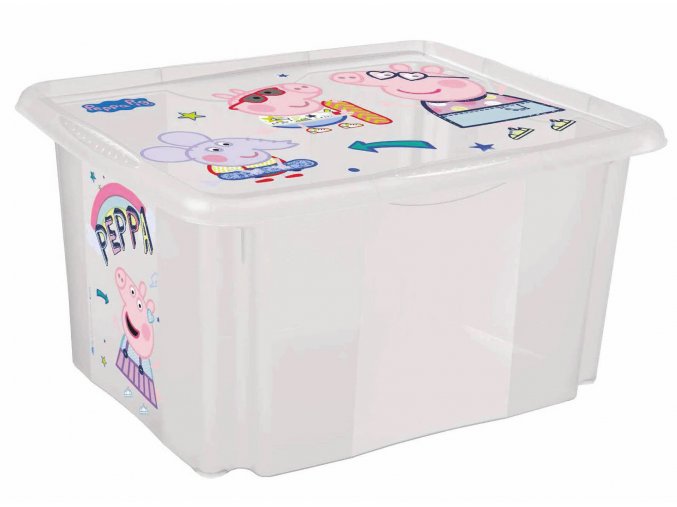 Úložný box s vekem velký "Peppa", Transparent