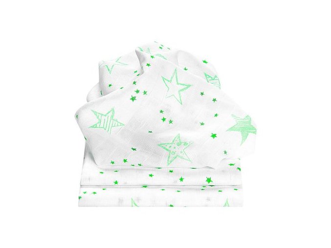 ODENWÄLDER Pleny 3ks Scribble Stars Neon Mint 80x80 cm