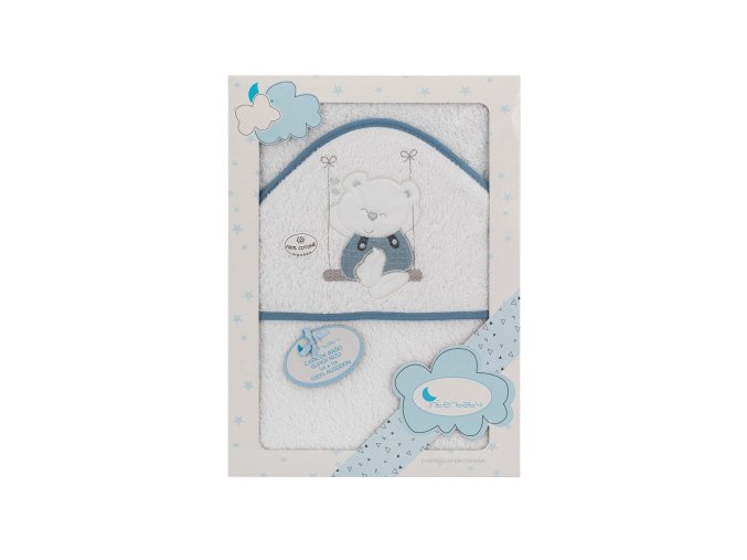 INTERBABY OSUŠKA froté Medvedík na hojdačke 100x100cm Varianta: bielo/petrolejová