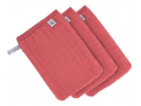 Muslin Wash Glove Set 3 pcs rosewood