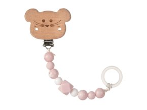 Soother Holder Wood/Silicone Little Chums mouse