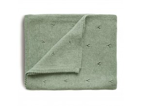 Mushie Detská pletená deka z organickej bavlny Varianta: dierkovaná Sage