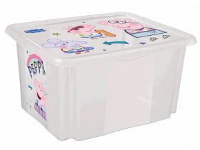 Úložný box s vekem velký "Peppa", Transparent