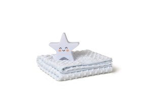 INTERBABY | SET Deka extra mäkká guličky + lampička HVĚZDA  - MODRÁ