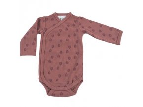 LODGER Romper Long Sleeves Print Rib Rosewood vel. 80